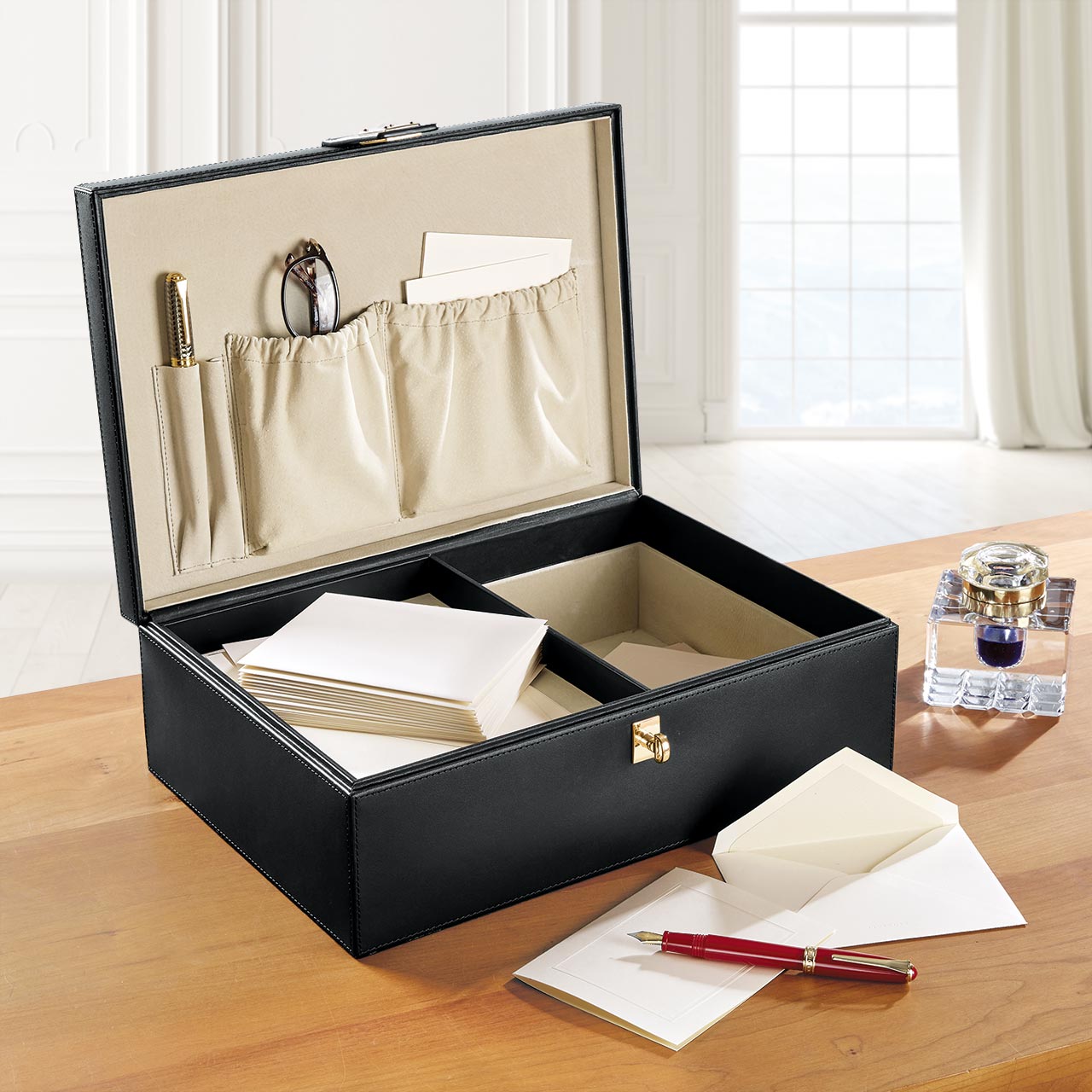 Premium Wooden Stationery Organizer Set - Elegant Desk Storage for Pens, Pencils & Office Supplies | Perfect Gift for Writers & Professionals