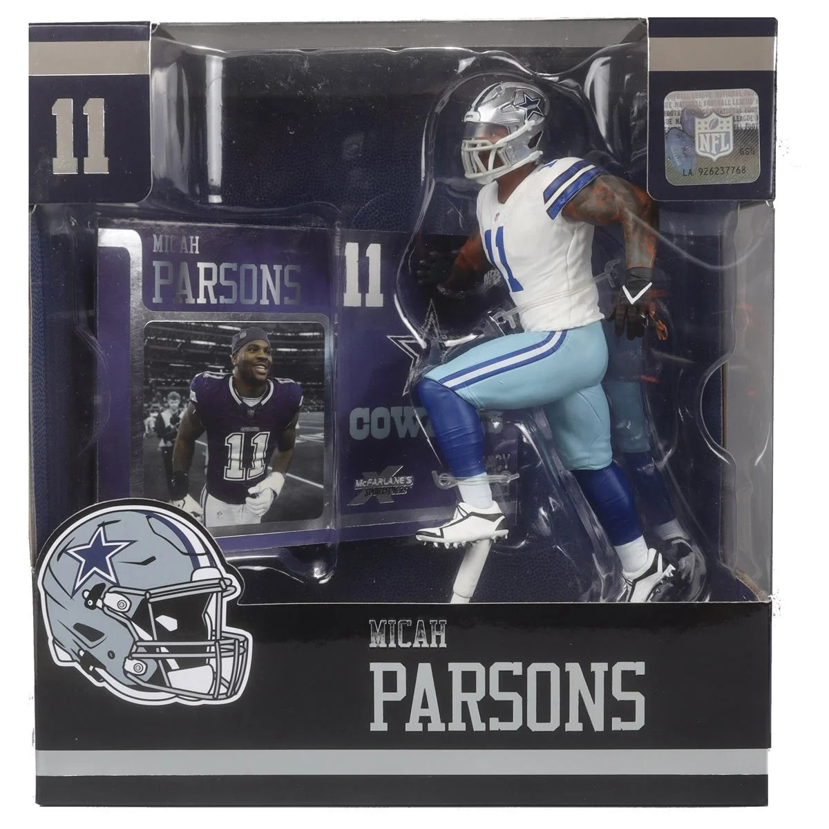 Micah Parsons Dallas Cowboys NFL White Jersey 2024 Posed Action Figure - Perfect for Game Day Decor, Sports Memorabilia Collection & Football Fan Gifts