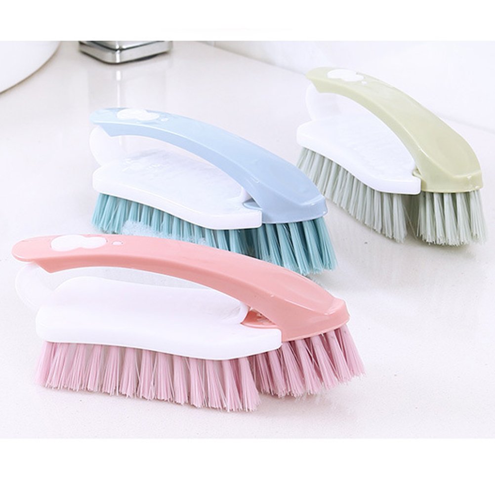 3Pcs Scrub Brush with Handle - Multipurpose Nylon Bristles Cleaning Brush for Laundry, Dishes, Tiles & Household Cleaning (Random Color) - Perfect for Kitchen, Bathroom & Outdoor Use