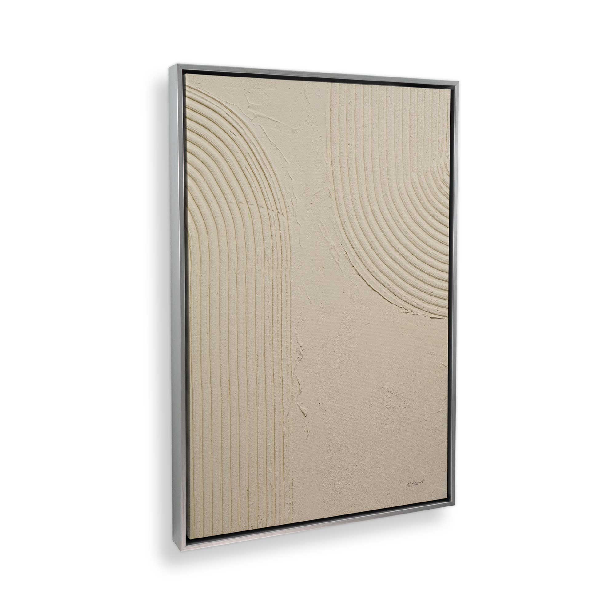 Beige Abstract Echoed Curves Canvas Wall Art Print - Modern Home Decor for Living Room, Bedroom & Office