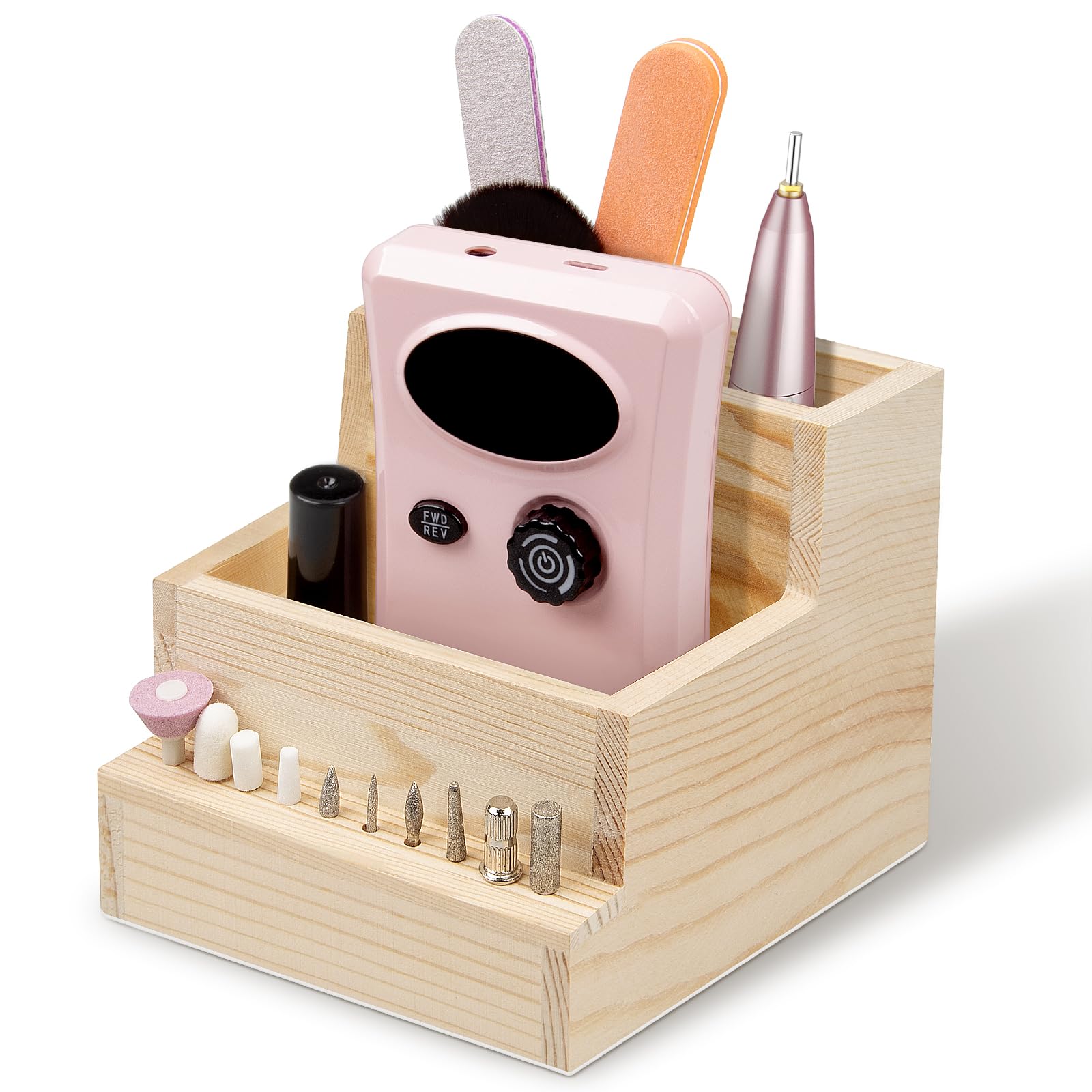 **Wooden Nail Drill Bit Holder with 10 Holes - Durable Storage Organizer for Nail Art Polishing & Grinding Bits - Perfect for Home Use & Nail Salons (Ideal for Manicure, Pedicure & Professional Nail Care)**