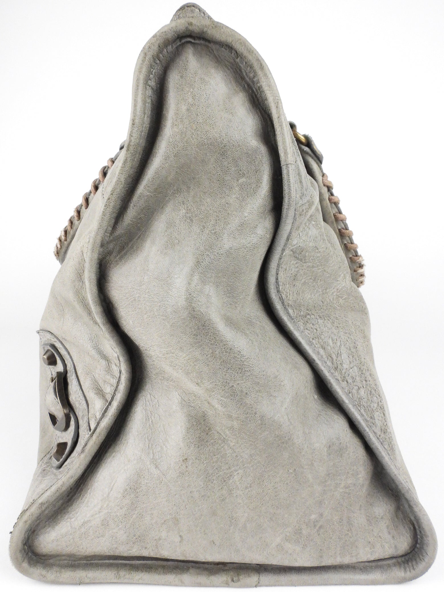 Balenciaga City Grey Lambskin Leather Moto Classic Work Bag for Women | Luxury Designer Handbag for Work, Travel & Everyday Use