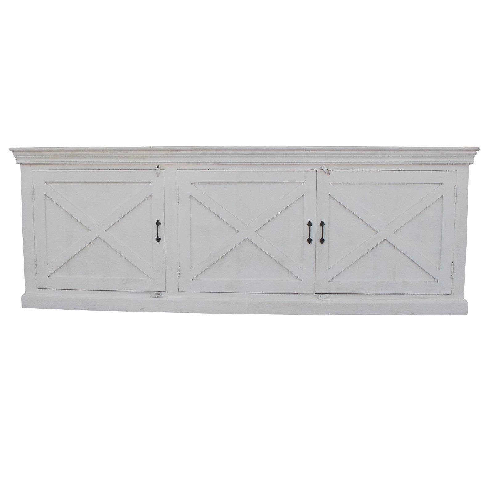 French Style X Design 3-Door Wooden Sideboard Buffet Cabinet - Vintage Farmhouse Dining Room Storage Furniture for Home Decor & Entertaining
