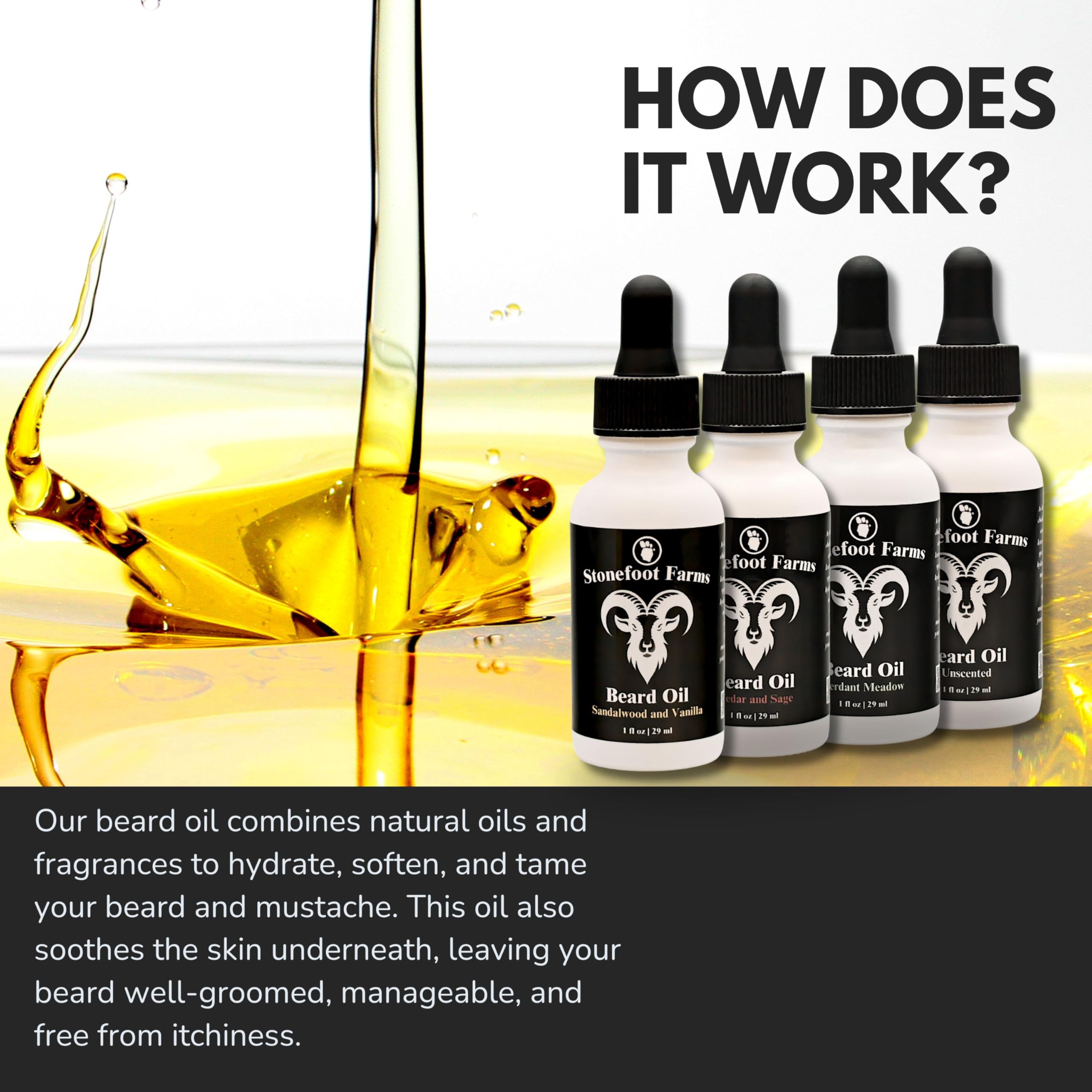 Premium Cedarwood & Sage Beard Oil for Men - Hydrating & Softening with Jojoba & Argan Oils - Natural Beard Growth Treatment for Mustache & Facial Hair - Reduces Itch & Promotes Growth - Perfect for Daily Grooming & Styling Routine