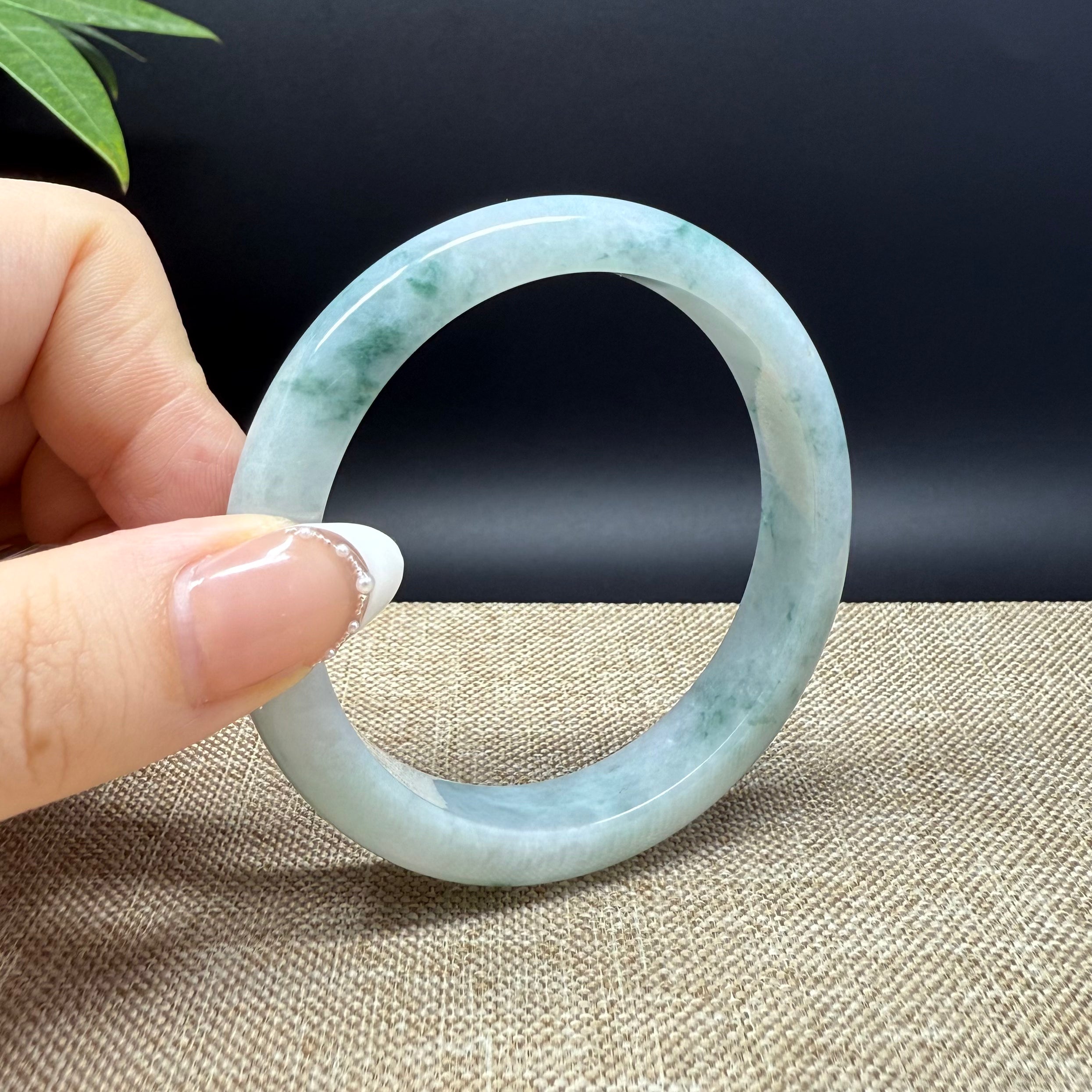 Authentic Burmese Green Jadeite Bangle Bracelet - 57mm Handmade Natural Jade Jewelry for Women, Luxury Gift for Special Occasions, Meditation & Energy Healing Accessory