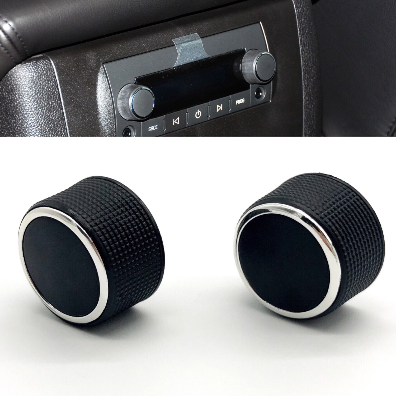 Kallia 2-Piece Rear Radio Audio Volume Control Knob & Tuner Dial Replacement Kit for 2007-2013 Chevy Tahoe, Silverado, GMC Acadia, Sierra Denali, Yukon (GM Part# 22912547) - Perfect for Car Radio Repair & DIY Button Replacement