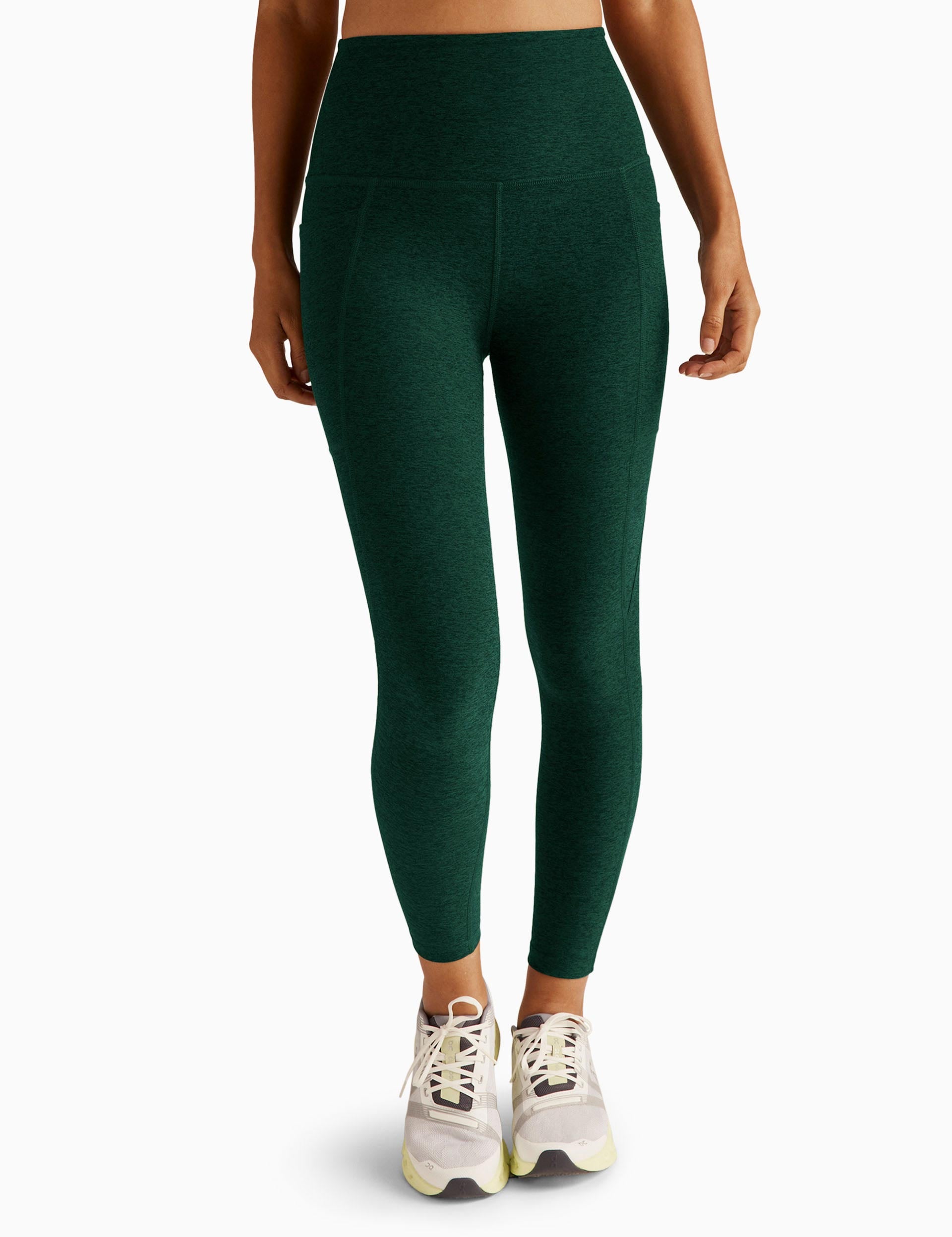 Spacedye Out of Pocket High Waisted Midi Leggings - Dark Spruce Green Heather | Yoga, Workout & Casual Wear