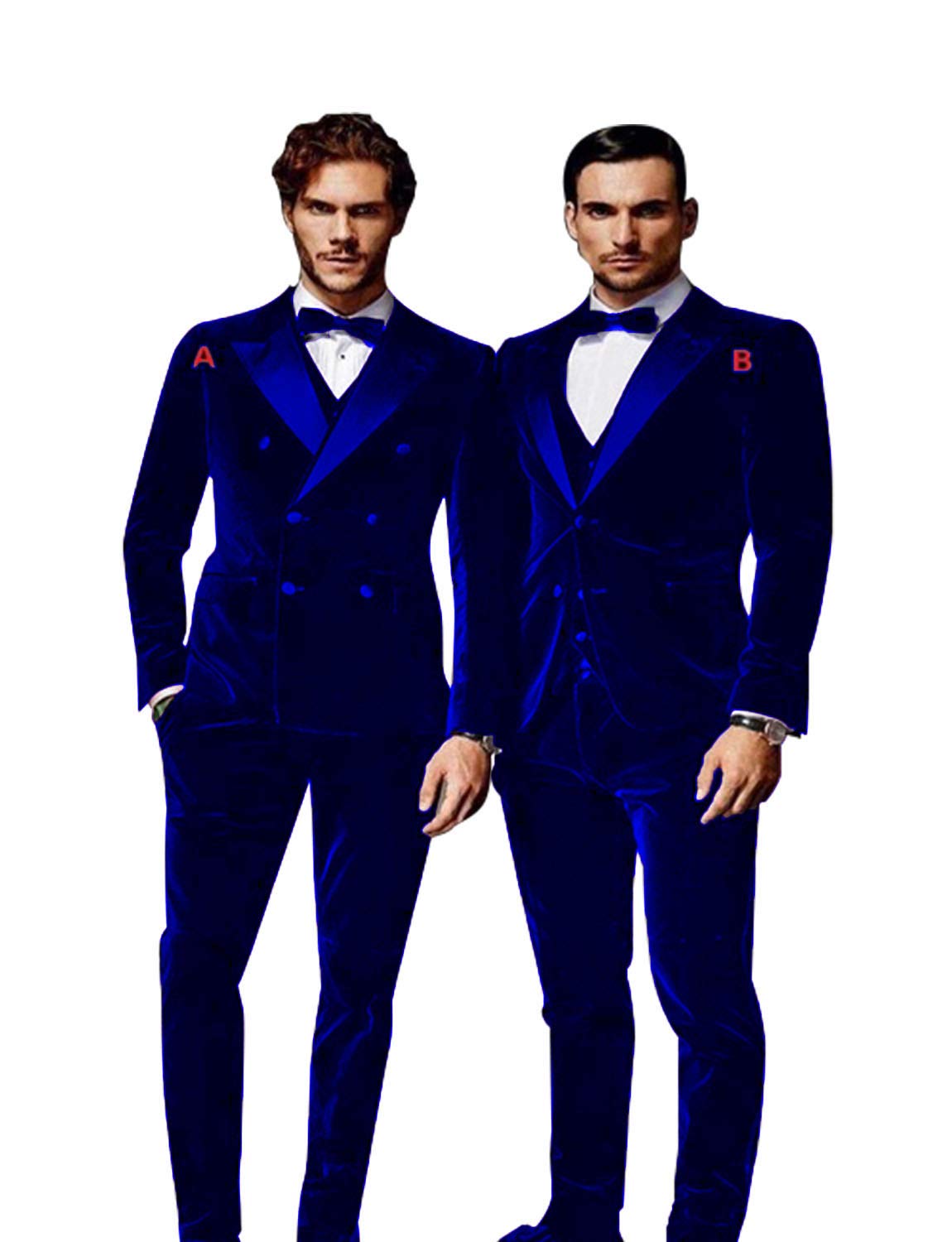 Premium Men's 3-Piece Velvet Suit Set - Formal Tuxedo Jacket, Vest & Pants for Weddings, Prom, Black Tie Events & Special Occasions