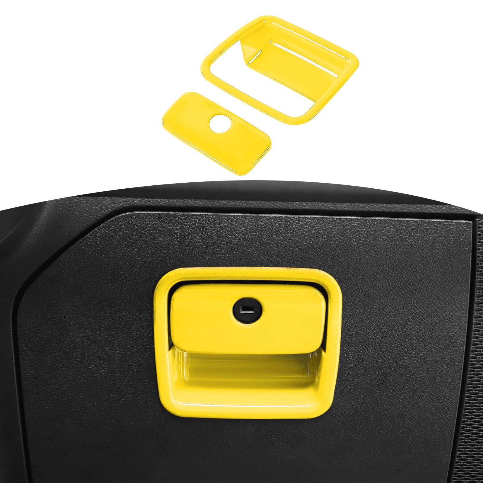 Jeep Wrangler JL JLU & Gladiator JT Glove Box Latch Handle Cover (2018-2024) - RT-TCZ Yellow Interior Accessories for Enhanced Style & Protection - Perfect for Off-Road Adventures & Daily Commutes