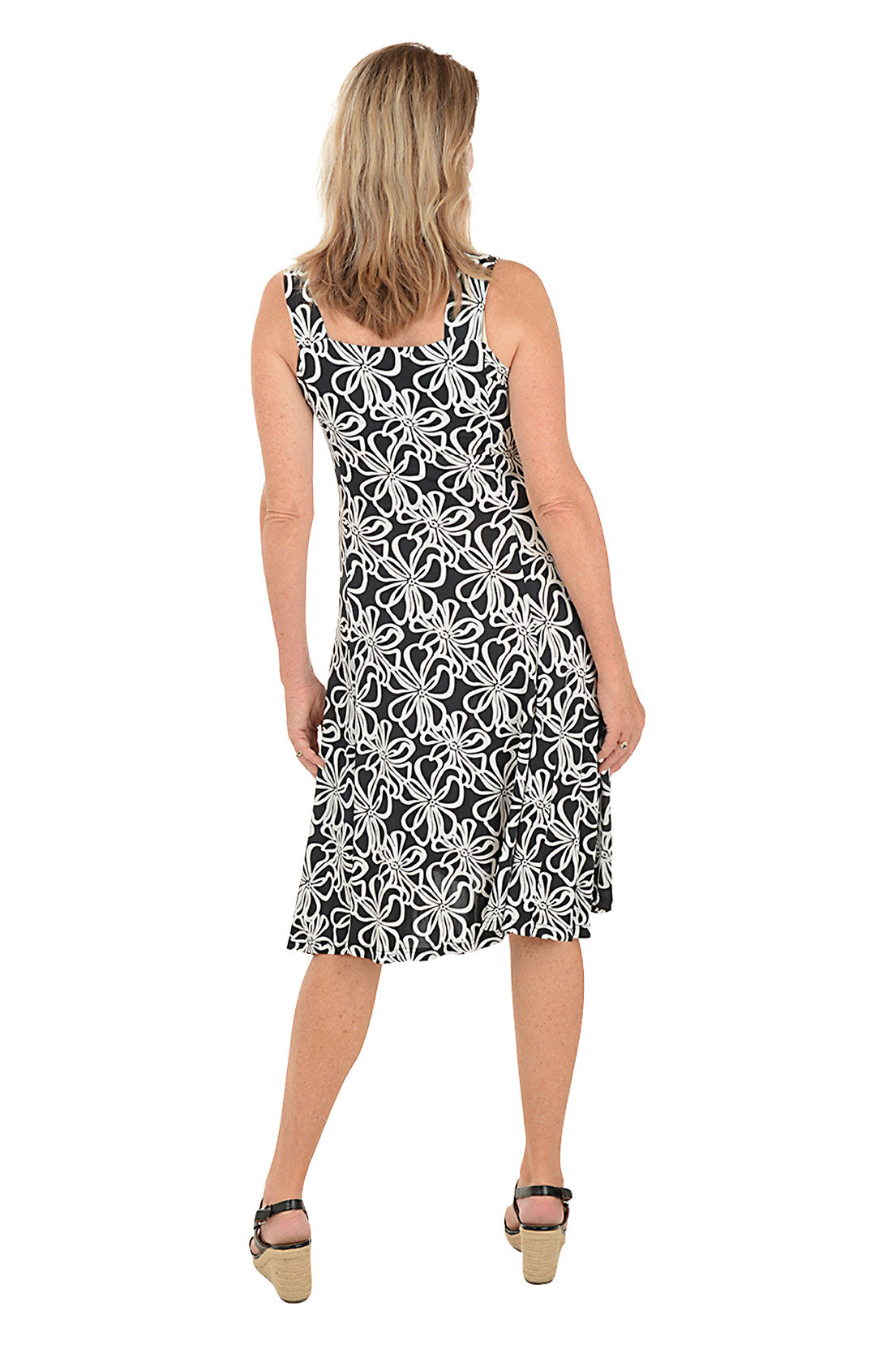 Daisies Fit and Flare Sleeveless Dress for Women - Summer Floral Sundress for Beach, Party & Casual Wear