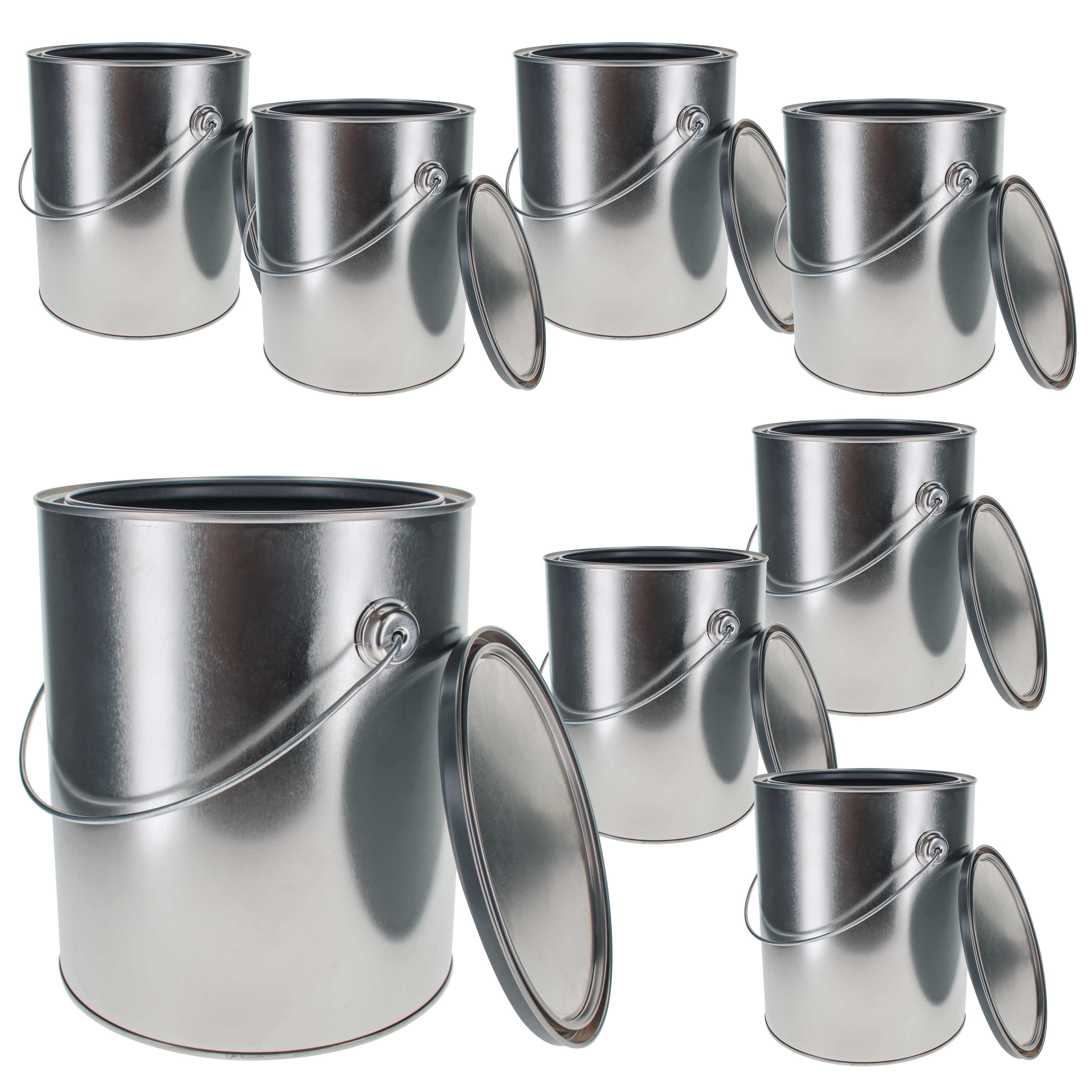 1 Gallon Empty Metal Paint Can with Lid & Bail Handle - Pack of 8 - Triple Tight Seal Steel Storage Container (128 fl oz) - Perfect for Storing Leftover Water-Based Paint, Auto Coating & DIY Projects - Ideal for Home Improvement, Automotive Touch-Ups & Craft Storage