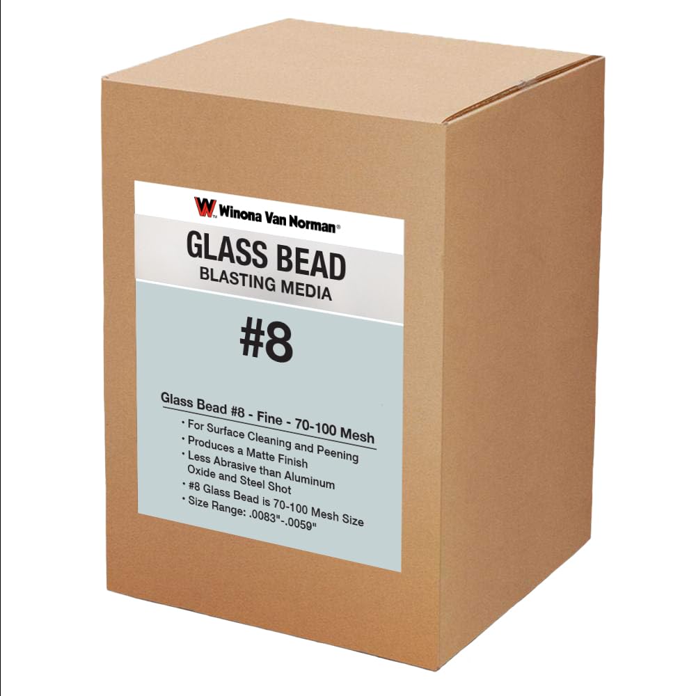 #8 Glass Bead Sandblasting Media - 70-100 Mesh Fine Grit - 50lbs for Metal Cleaning, Rust Removal & Surface Preparation - Perfect for Automotive, Industrial & DIY Projects