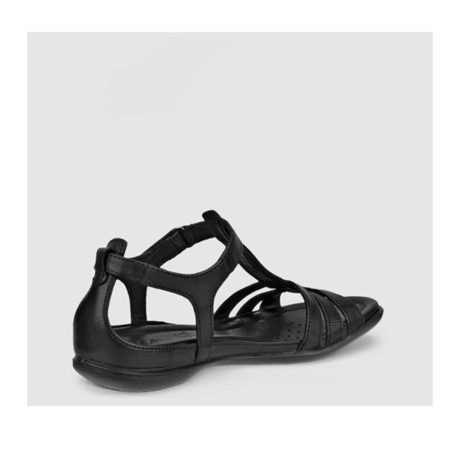ECCO Women's Flash T-Bar Black Leather Sandals - Comfortable & Stylish for Summer, Travel & Casual Wear