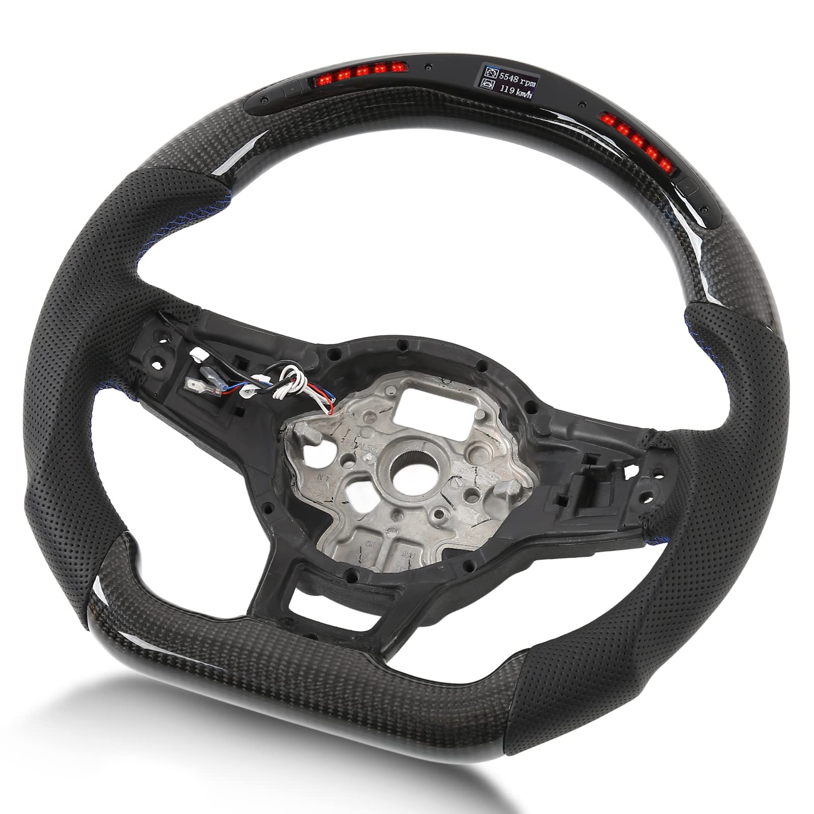 Performance Flat Bottom D-Shape LED Stitching Steering Wheel for VW Golf MK7 MK7.5 GTD R (2013-2020) - Upgrade Your Racing & Daily Driving Experience