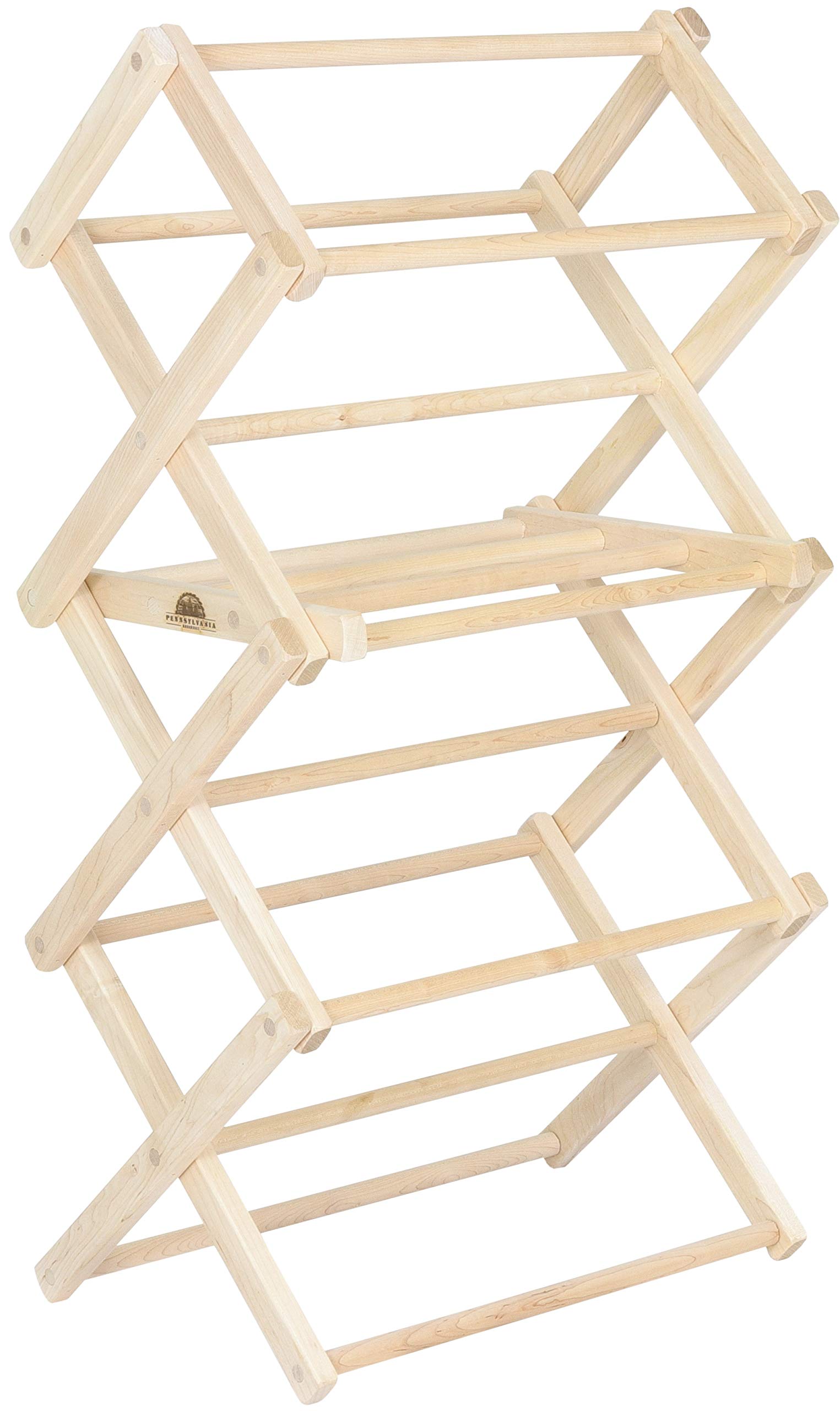 Premium Solid Maple Wood Clothes Drying Rack - USA Made Foldable Laundry Rack for Baby Clothes, Delicates & Hand Towels | Space-Saving Design for Small Apartments, Bathrooms & Nursery Rooms | No Assembly Needed Durable Hardwood Garment Drying Stand