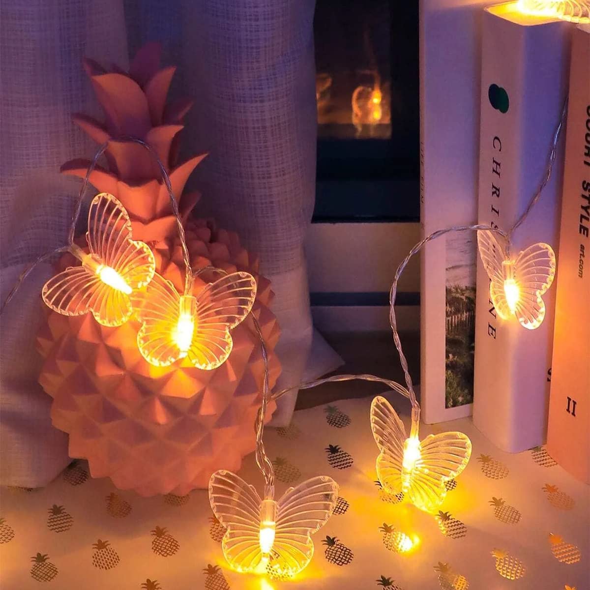 Dragonfly String Lights 10ft 20 LED Battery Powered Fairy Lights - Retro Copper Wire Butterfly Lights for Christmas Tree, Garden, Wedding, Party, Holiday & Summer Decorations - Indoor Outdoor Decorative Lighting