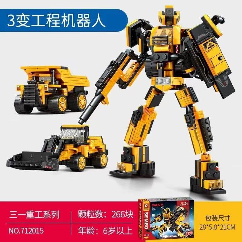 Sembo SANY Changeable Construction Toy Set - Excavator, Crane & Bulldozer Building Blocks for Kids - STEM Educational Toys for Boys & Girls - Perfect for Birthday Gifts & Pretend Play Construction Site Scenes