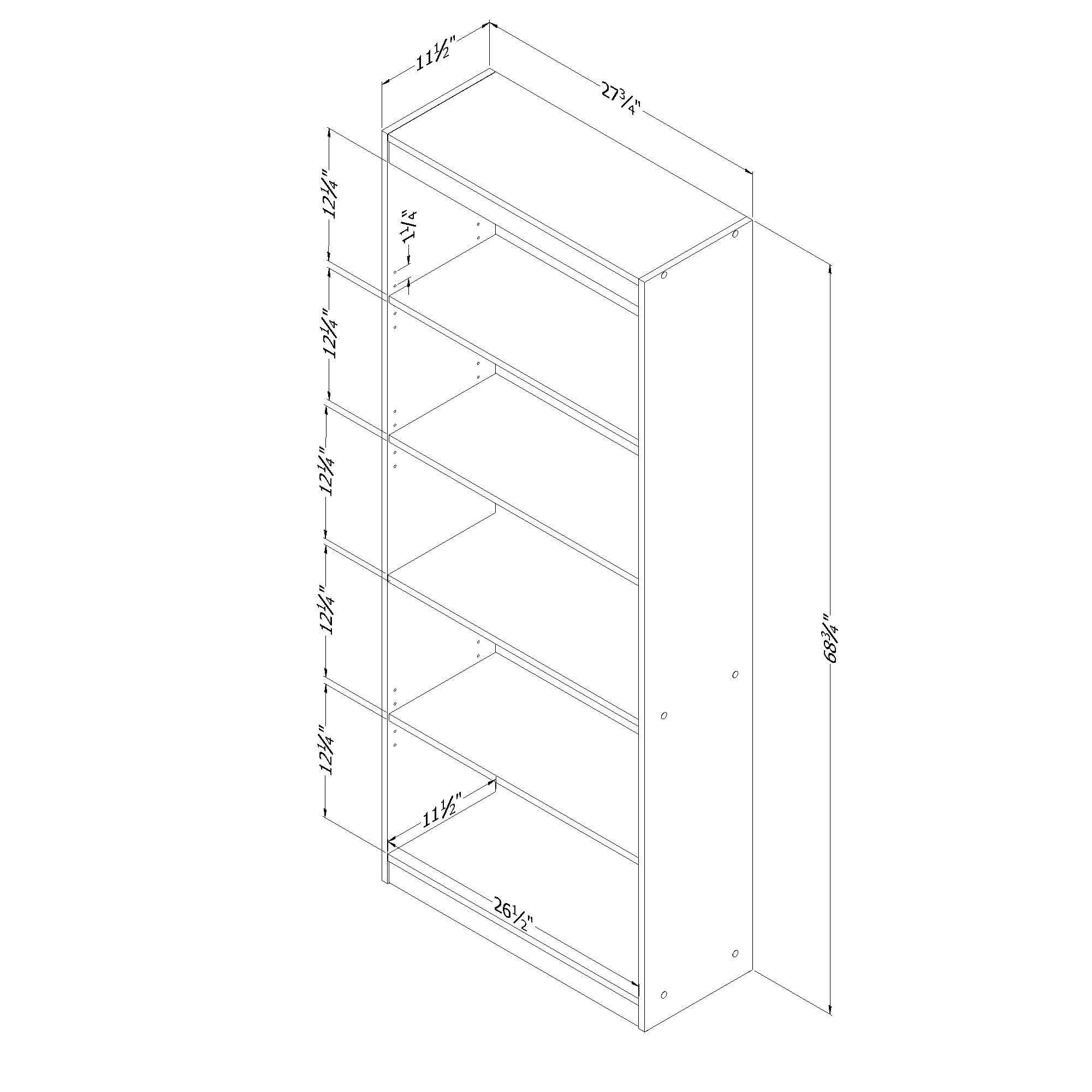 South Shore Axess 5-Shelf Bookcase in Morgan Cherry Finish - Sturdy Wood Bookshelf for Home Office, Living Room & Bedroom Storage - Perfect for Organizing Books, Decor & Essentials