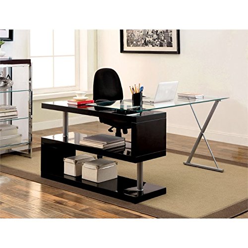 Fiora Modern 2-Piece Desk and Chair Set by Furniture of America - Stylish Home Office Furniture for Small Spaces & Workstations
