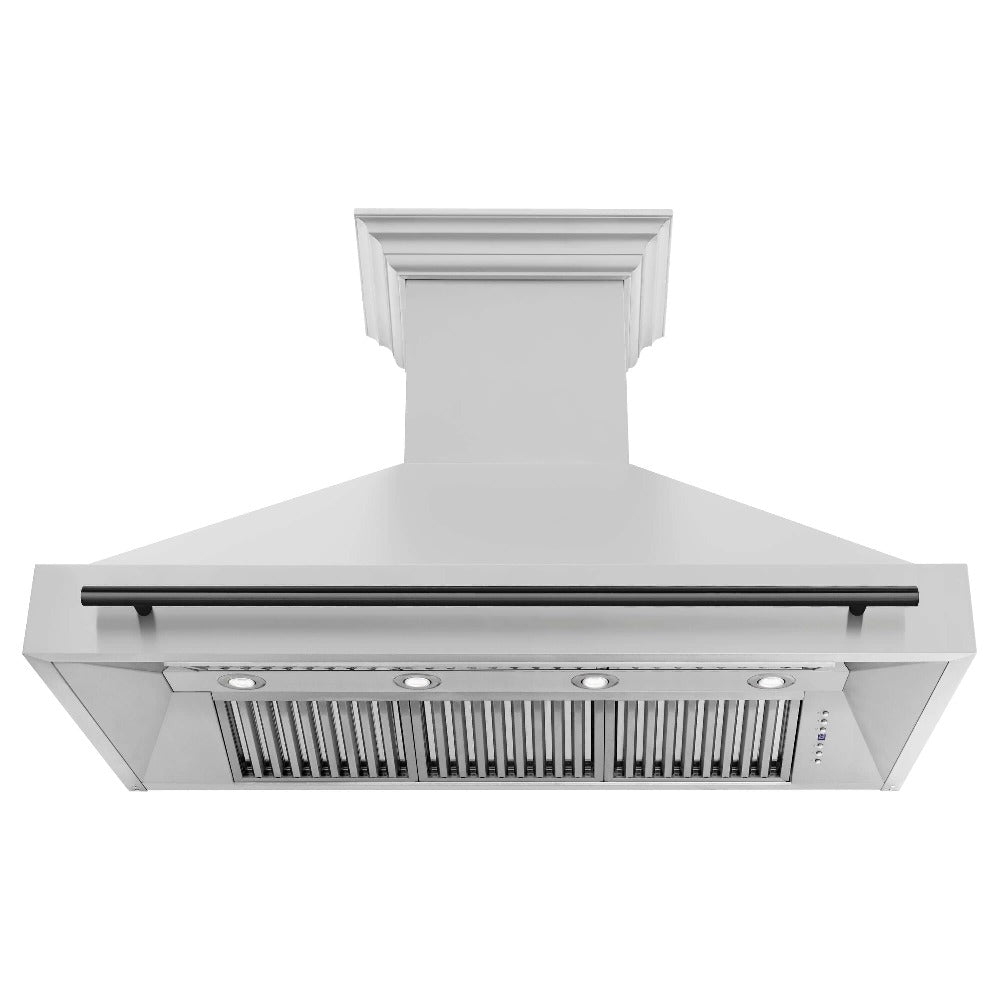 ZLINE Autograph Edition 48-Inch Stainless Steel Range Hood with Matte Black Handle - Professional Kitchen Ventilation for Modern Homes (8654STZ 48 MB) | Perfect for Open-Concept Kitchens & Gourmet Cooking