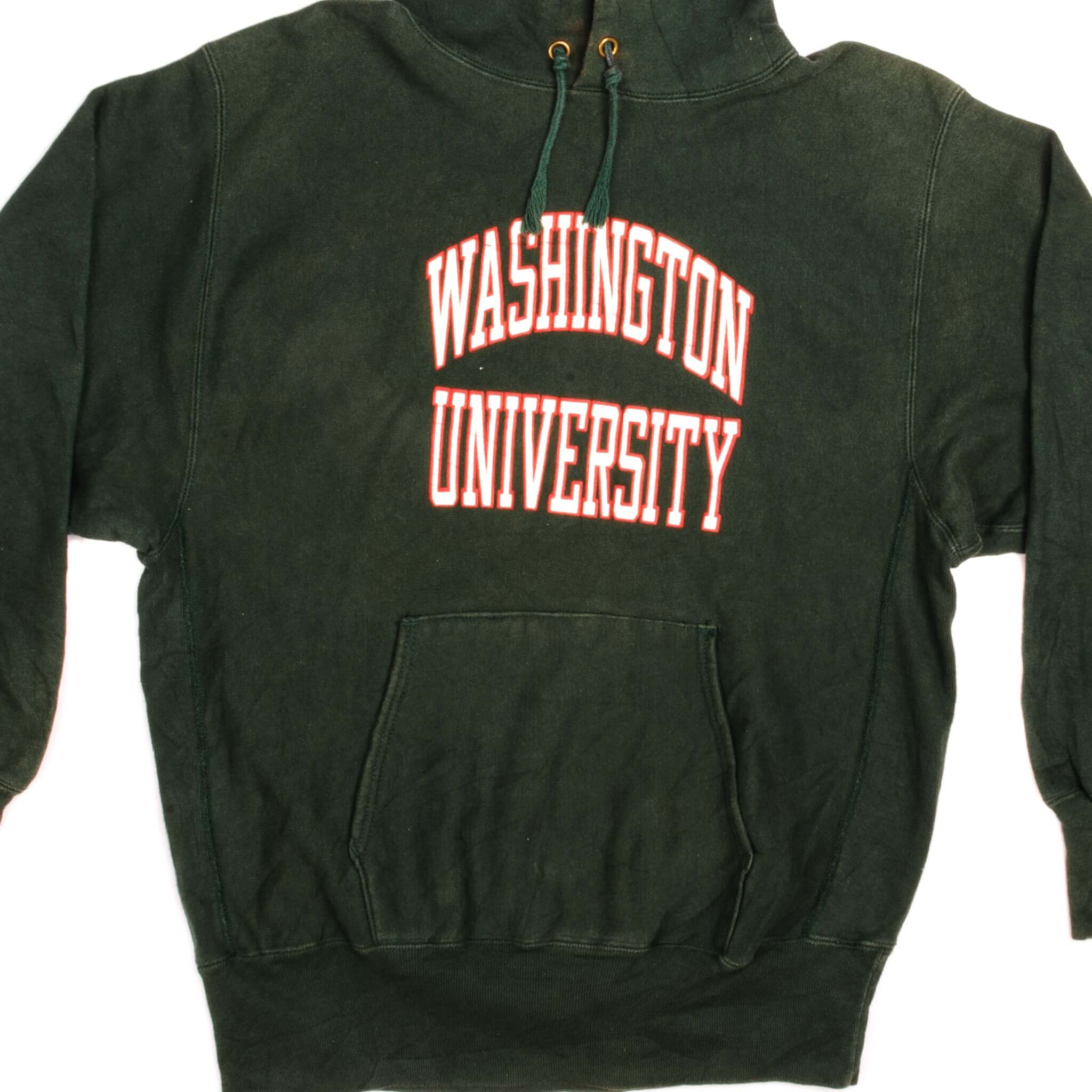Vintage Champion Reverse Weave Washington University Hoodie Sweatshirt 1990s - Size Large - Made in USA - Retro College Style for Casual Wear & Street Fashion