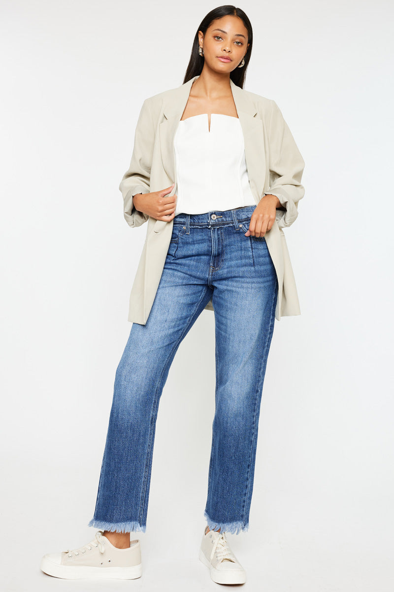 Angelina High Rise Slim Straight Leg Jeans for Women - Stretchy Denim Pants, Comfortable & Flattering Fit - Perfect for Casual Wear, Office & Date Night