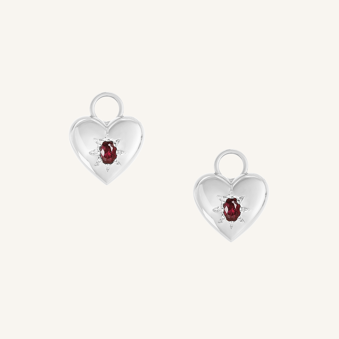 Rouge Heart Hoop Charm Earrings (Set of 2) - Romantic Valentine's Day Gift for Her, Dainty Gold Plated Jewelry for Date Night & Special Occasions