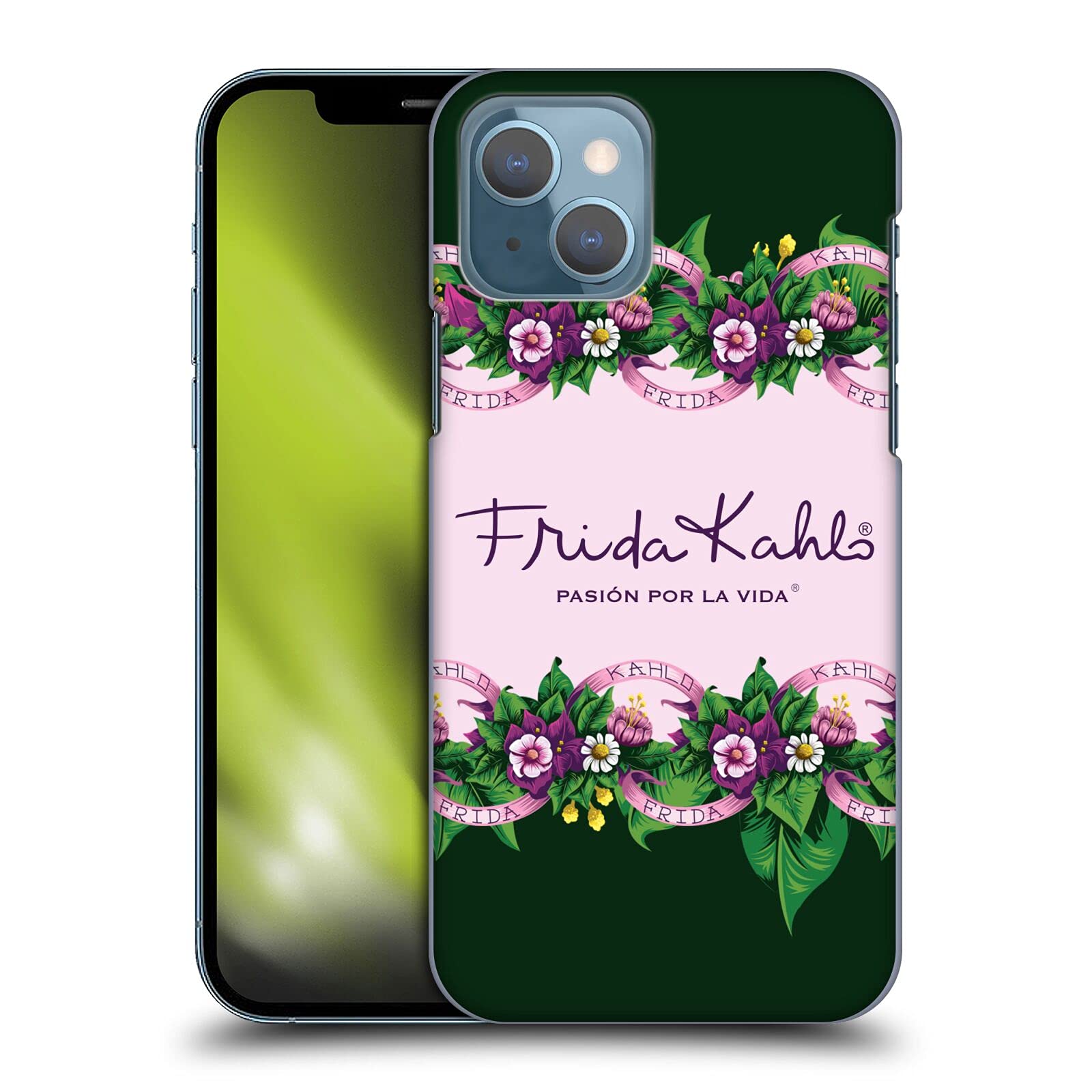 Officially Licensed Frida Kahlo Floral Hard Case for iPhone 13 - Purple Border Design | Protective Phone Cover for Women | Perfect for Art Lovers & Everyday Use