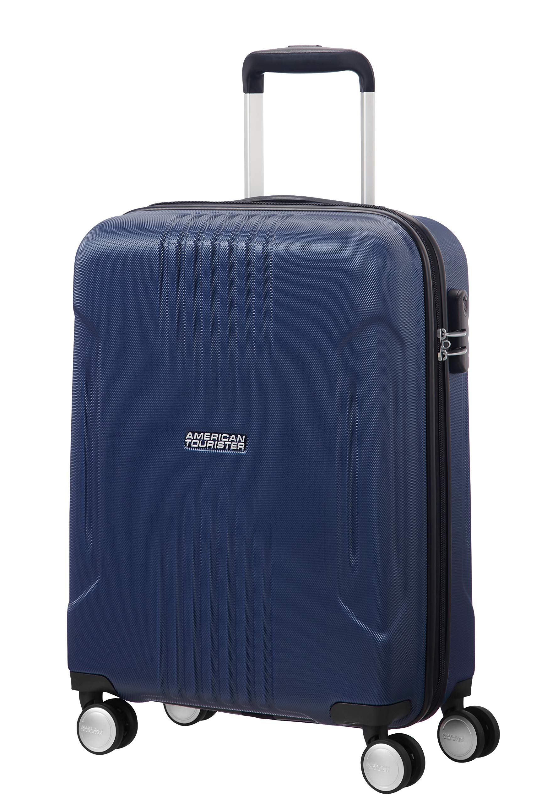 American Tourister Tracklite 55cm Spinner Carry-On Luggage - 34L Compact Suitcase for Travel, Dark Navy Blue | Perfect for Weekend Trips & Business Travel