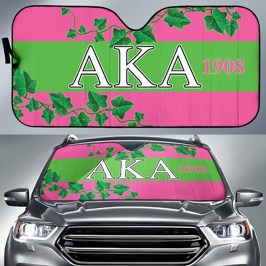 African Car Sun Shades - Alpha Kappa Alpha Ivy Leaf 211801 Windshield Sunshade for UV Protection & Heat Reduction - Perfect for Summer Road Trips & Parking