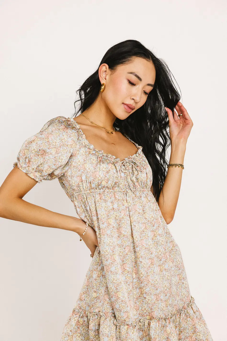 Averie Floral Babydoll Dress - Women's Summer Mini Dress with Short Sleeves & Ruffled Hem - Perfect for Beach Vacations, Date Nights & Casual Outings