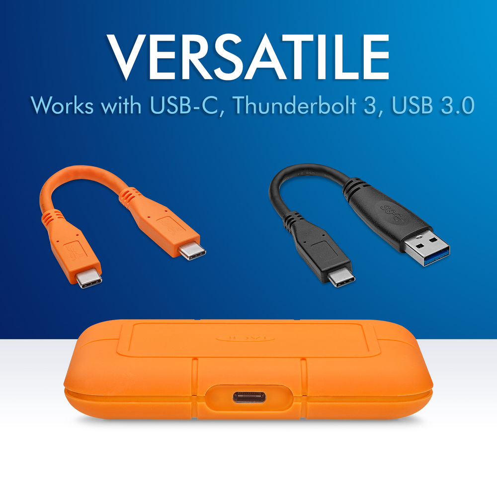 LaCie 2TB Rugged USB 3.2 Gen 2 Type-C External SSD - Shockproof & Water-Resistant Portable Hard Drive for Mac, PC, Photography & Video Editing
