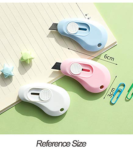 3-Pack Mini Retractable Utility Knife Set - Blue, Yellow, Cyan Craft Knives for DIY, Scrapbooking, Packaging | Portable Box Cutter, Letter Opener & Paper Trimmer | Perfect for Office, Home & Art Projects