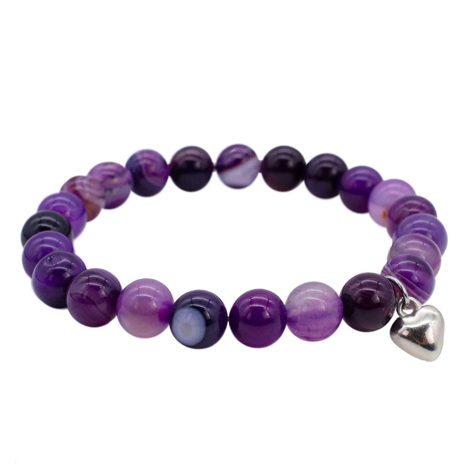 XIACIBDUS 8mm Natural Stone Anxiety Relief Bracelet - Purple Agate Healing Crystal Chakra Bracelet for Women & Men, Gift Box Included | Meditation, Stress Relief, Mother's Day Gift