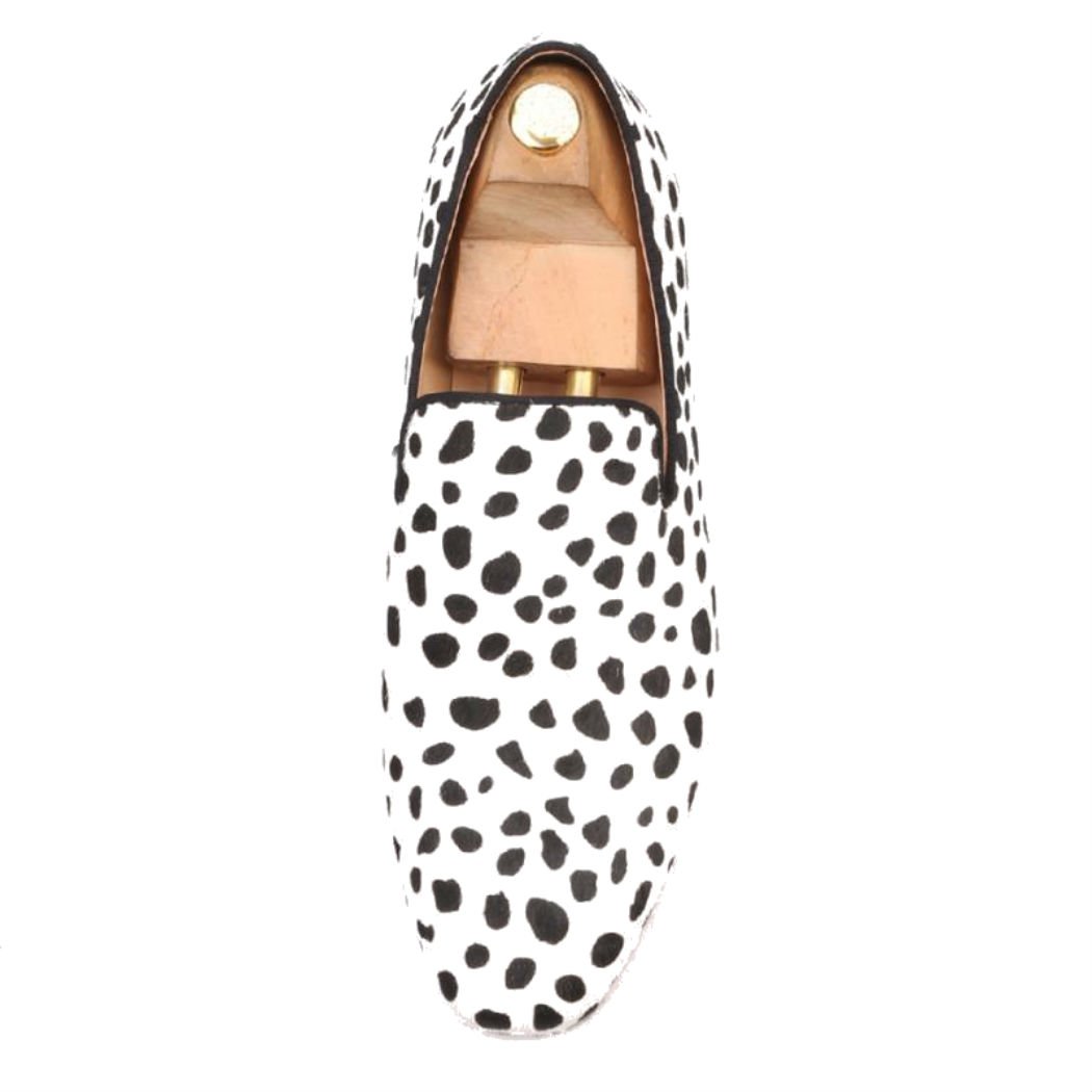 FERUCCI Black & White Custom-Made Horse Hair Zebra Print Slippers Loafers - Comfortable House Shoes for Men & Women, Perfect for Indoor Relaxation & Spa Days
