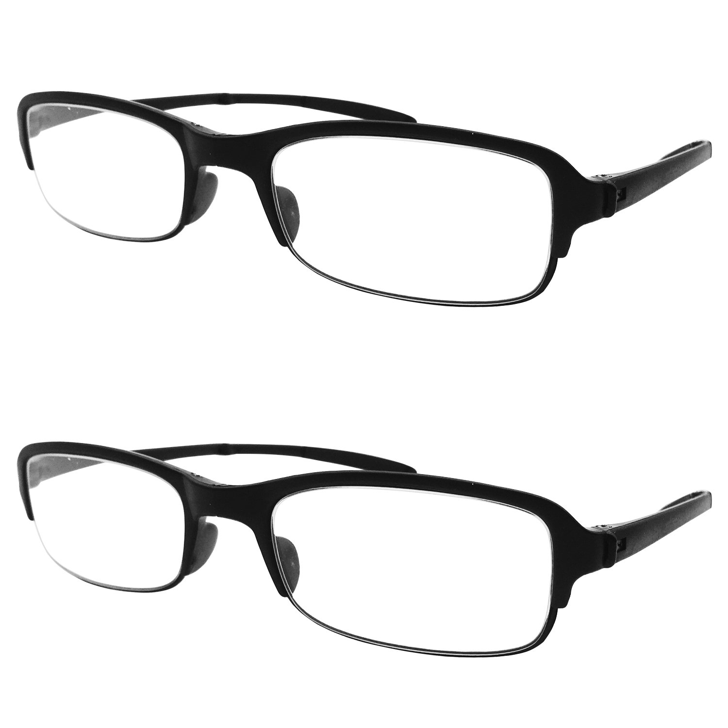 2 Pairs Lightweight Folding Reading Glasses with Hard Travel Case - Perfect for Reading, Travel & Everyday Use (1.0-3.5 Magnification)