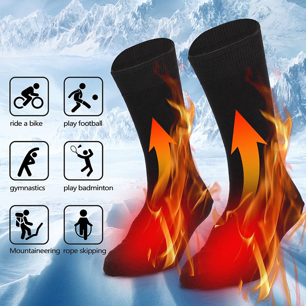 Rechargeable Heated Socks for Men & Women - Electric Thermal Warming Socks for Outdoor Activities, Cycling, Hiking & Winter Sports - Stay Warm in Cold Weather