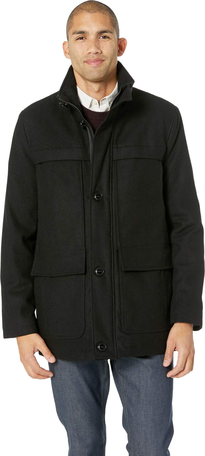 Andrew Marc Men's Brantley Wool Melton Stand Collar Jacket - Winter Warm Coat for Business & Casual Wear | Perfect for Office, Travel & Outdoor Activities