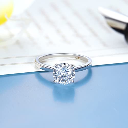 1/2Ct Moissanite Engagement Ring for Women - D Color VVS1 Lab Created Diamond, Sterling Silver Wedding Solitaire Ring | Perfect for Proposals, Anniversaries & Bridal Jewelry
