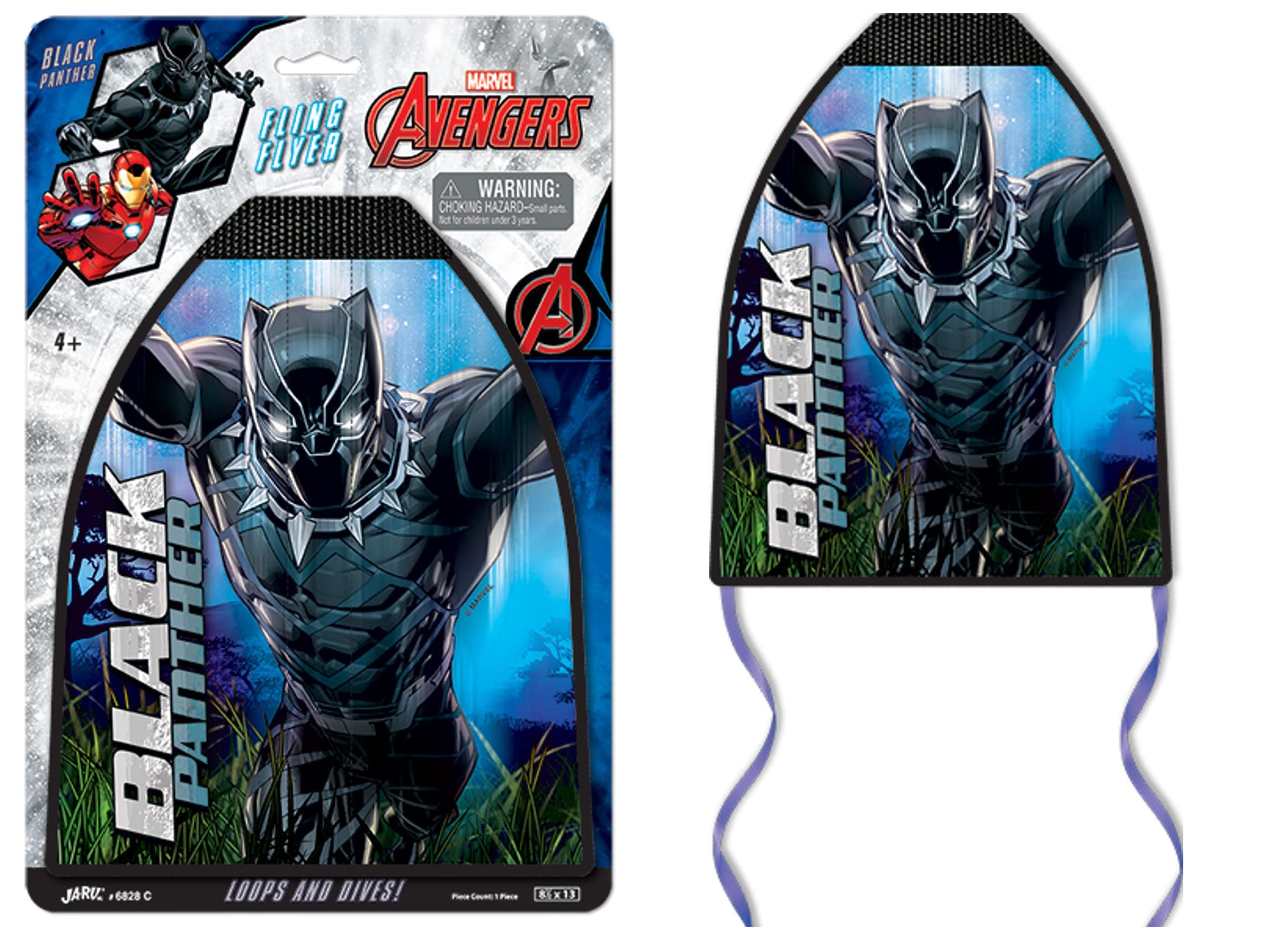 Marvel Avengers Black Panther Mini Kite Launcher Toy - Rubber Band Slingshot for Kids | Outdoor Flying Beach Toys for Teens & Children | Great for Park, Beach, and Backyard Play | Model C-6828-1
