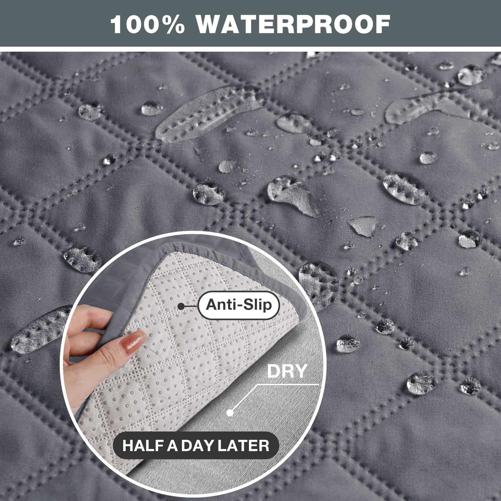 TAOCOCO Anti-Slip Recliner Sofa Cover - 3 Seater Washable Furniture Protector for Leather Couches with Elastic Straps | Pet-Friendly Sofa Cover in Dark Grey | Perfect for Living Room, Home Theater & Family Gatherings