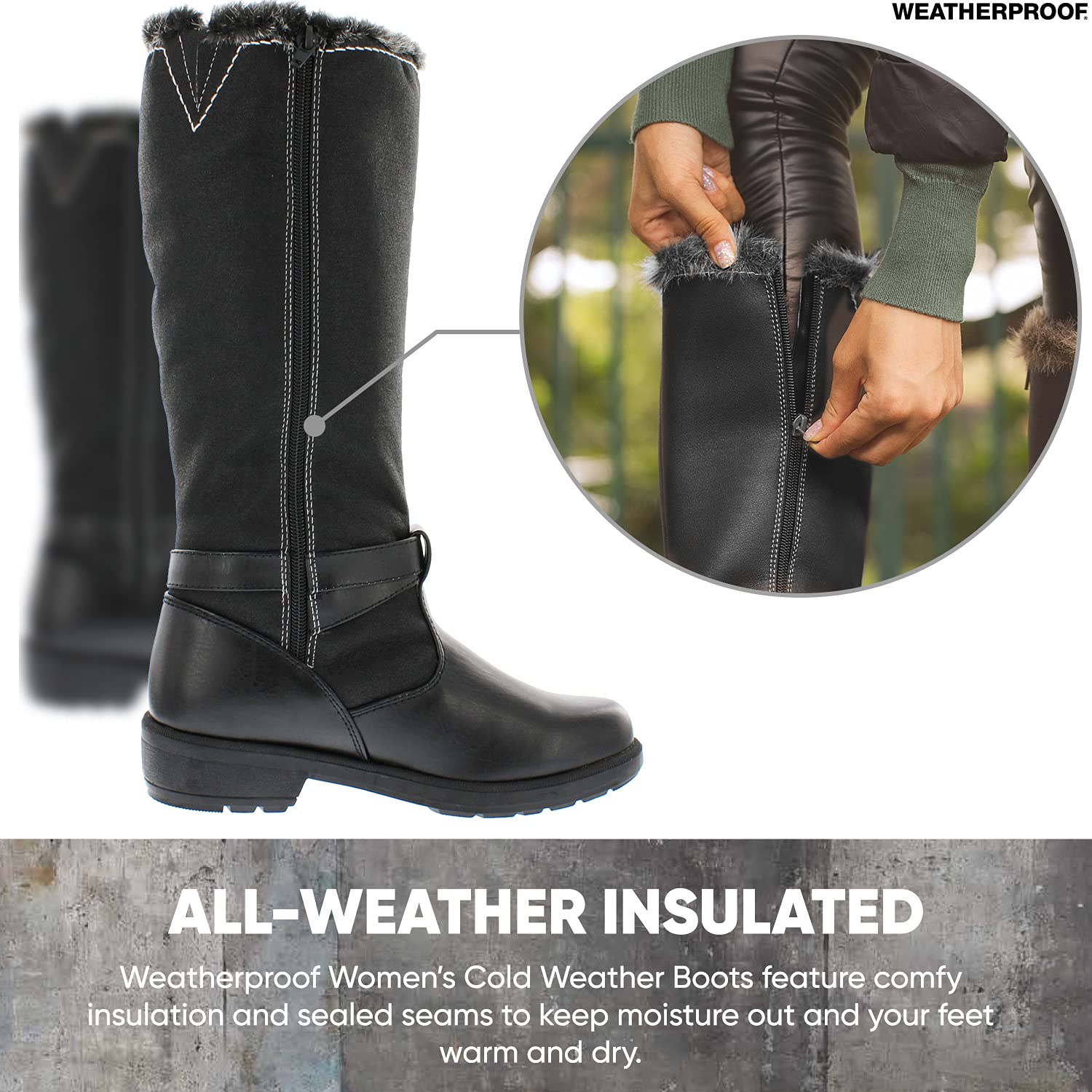 Weatherproof Women's Debby Snow Boots - Waterproof Winter Boots for Women with Warm Fleece Lining - Perfect for Snowy Days, Hiking & Outdoor Activities