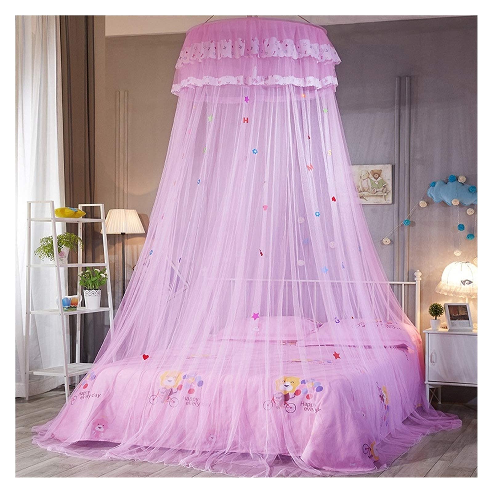 HCYY Princess Lace Mosquito Net for Kids Bed - Elegant Canopy Bedding Dome with Mosquito Protection (Color: QZ2088B) - Perfect for Baby Rooms, Nursery Decor & Toddler Sleep Protection