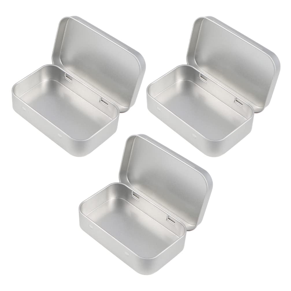 Baluue 3-Piece Set of Empty Iron Rectangular Storage Boxes with Lids - Mini Candle Holders, Jewelry Organizers, and Small Item Containers for Home, Office, and Craft Use