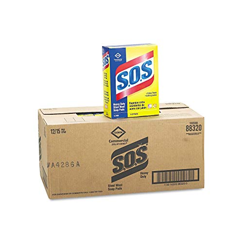 Heavy-Duty Steel Wool Soap Pads - 15 Pads per Box, 12 Boxes per Carton (180 Pads Total) - Perfect for Cleaning Pots, Pans, Grills & Stubborn Kitchen Stains