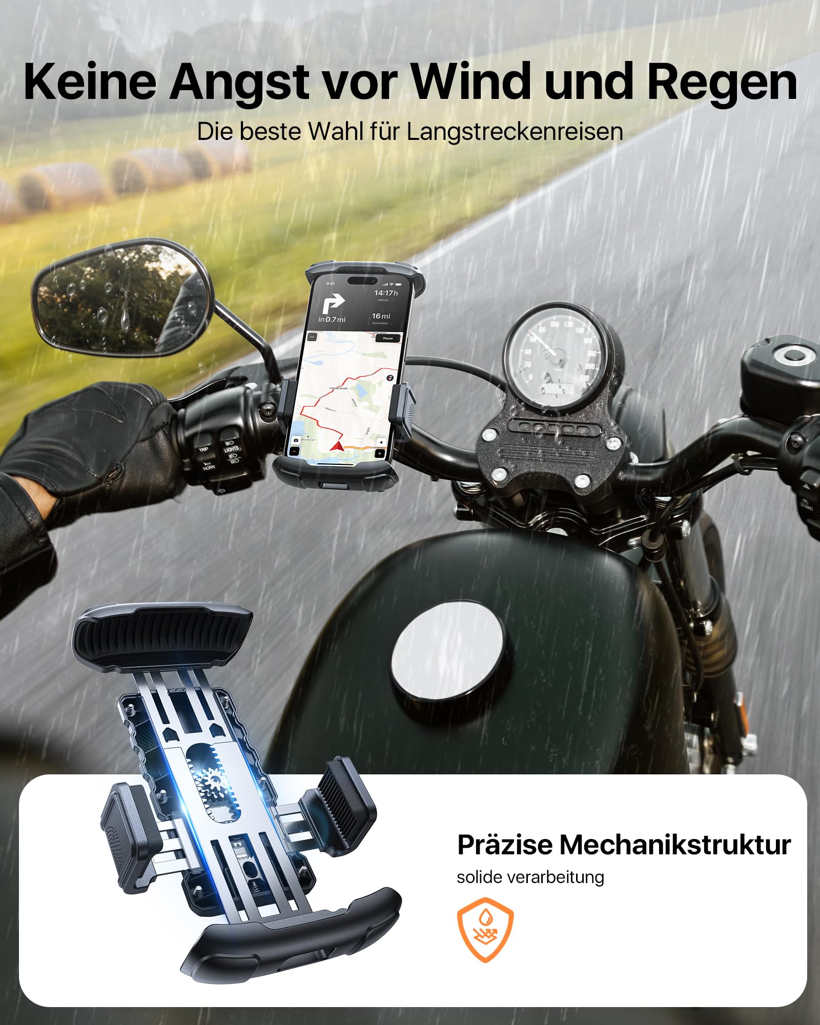 Andobil Anti-Vibration Motorcycle Phone Mount - 1S Quick Release, Universal Bike Phone Holder for iPhone 16/15/14/13/12/11 Pro Max - Durable Smartphone Mount for Cycling, Motor Riding & Outdoor Adventures