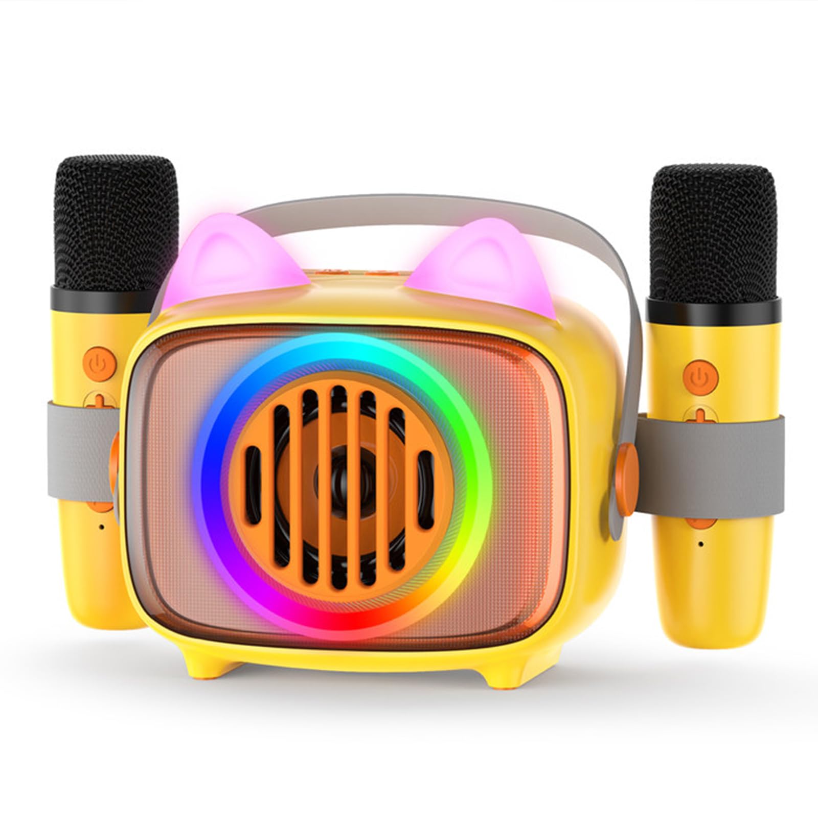 BIGASUO Portable Bluetooth Karaoke Machine for Kids with 2 Wireless Microphones & LED Lights - Mini Speaker for Home Parties, Birthday Gifts for Girls & Boys | Perfect for Singing, Dancing & Family Entertainment