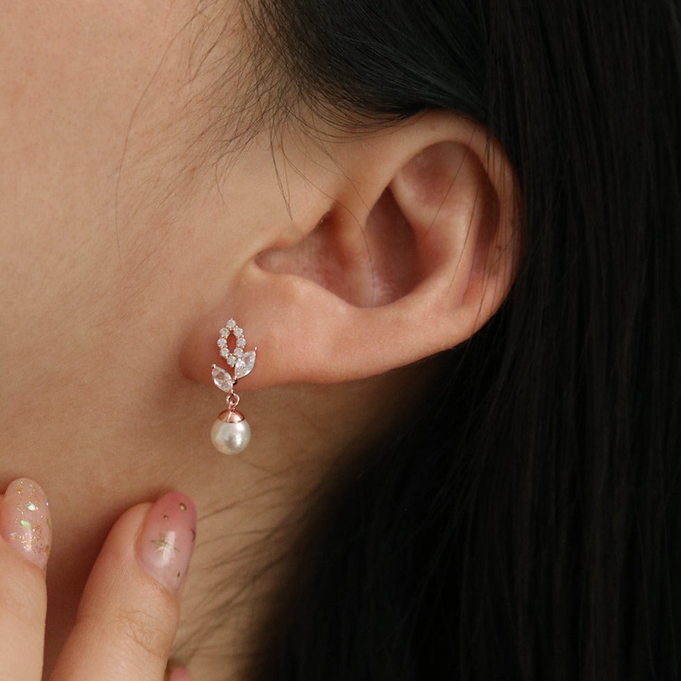 Laurel Pearl Drop Earrings for Women - Elegant Dangle Earrings with Natural Pearls - Perfect for Weddings, Parties & Special Occasions