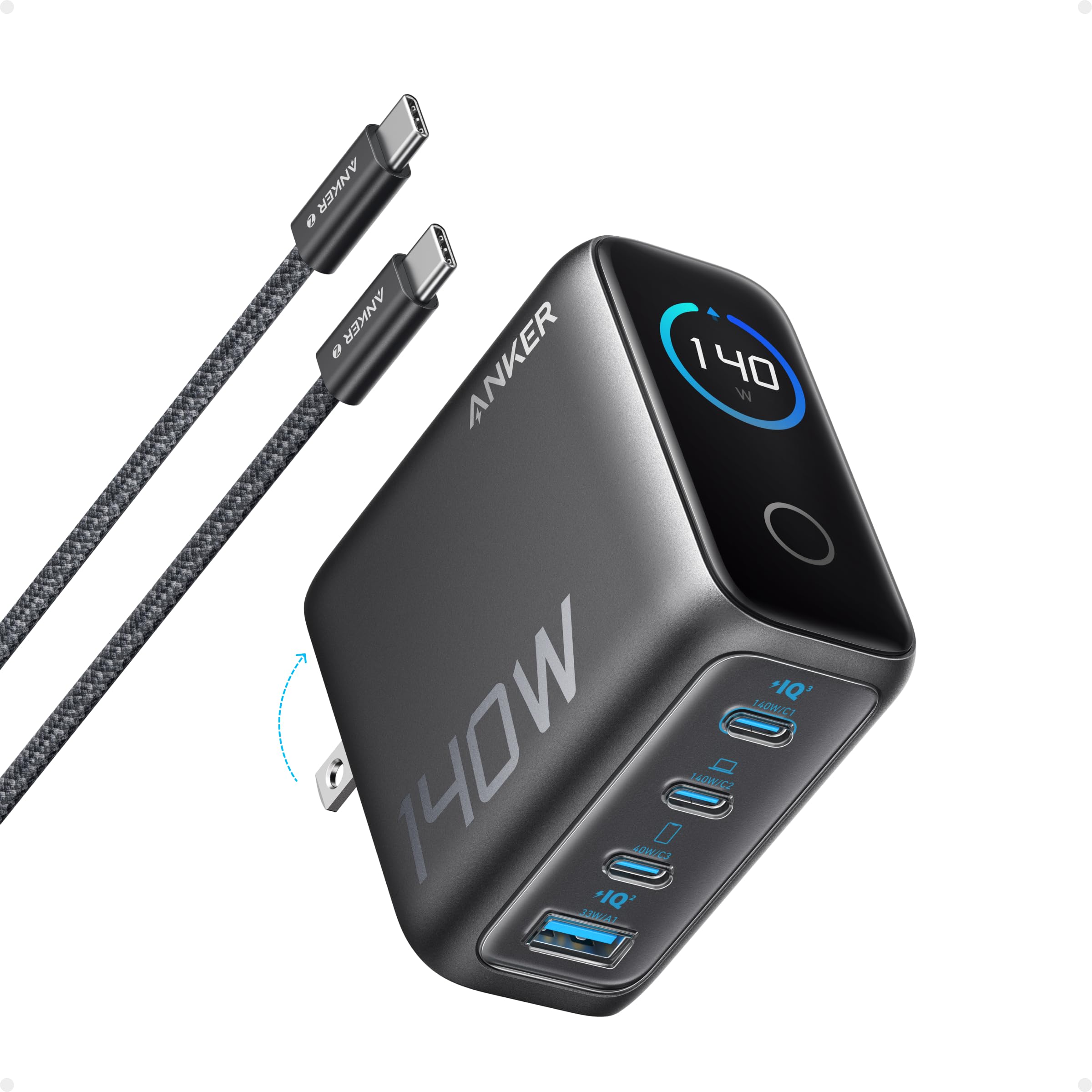 Anker 100W USB-C Laptop Power Bank - 20000mAh Portable Charger for MacBook, Dell, HP (Black) | Fast Charging Battery Pack for Travel, Work & Outdoor Use