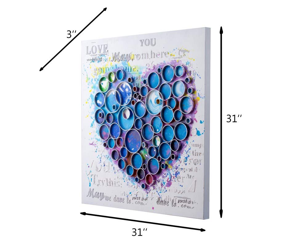 Blue Casa Work of Heart Wall Art - Handmade Home Decor for Living Room, Bedroom & Office - Perfect Gift for Housewarming & Holidays